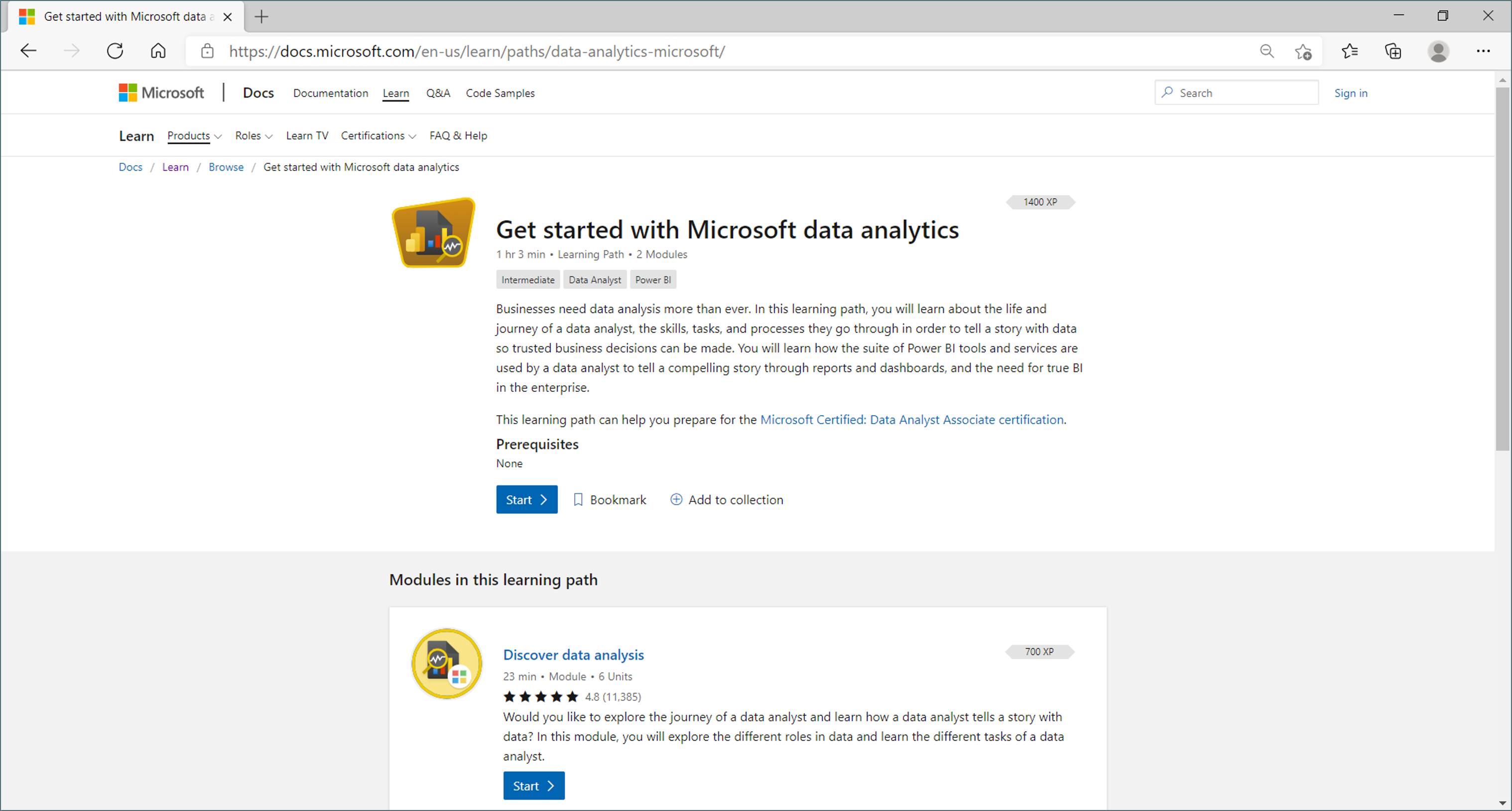 Get started with Microsoft data analytics