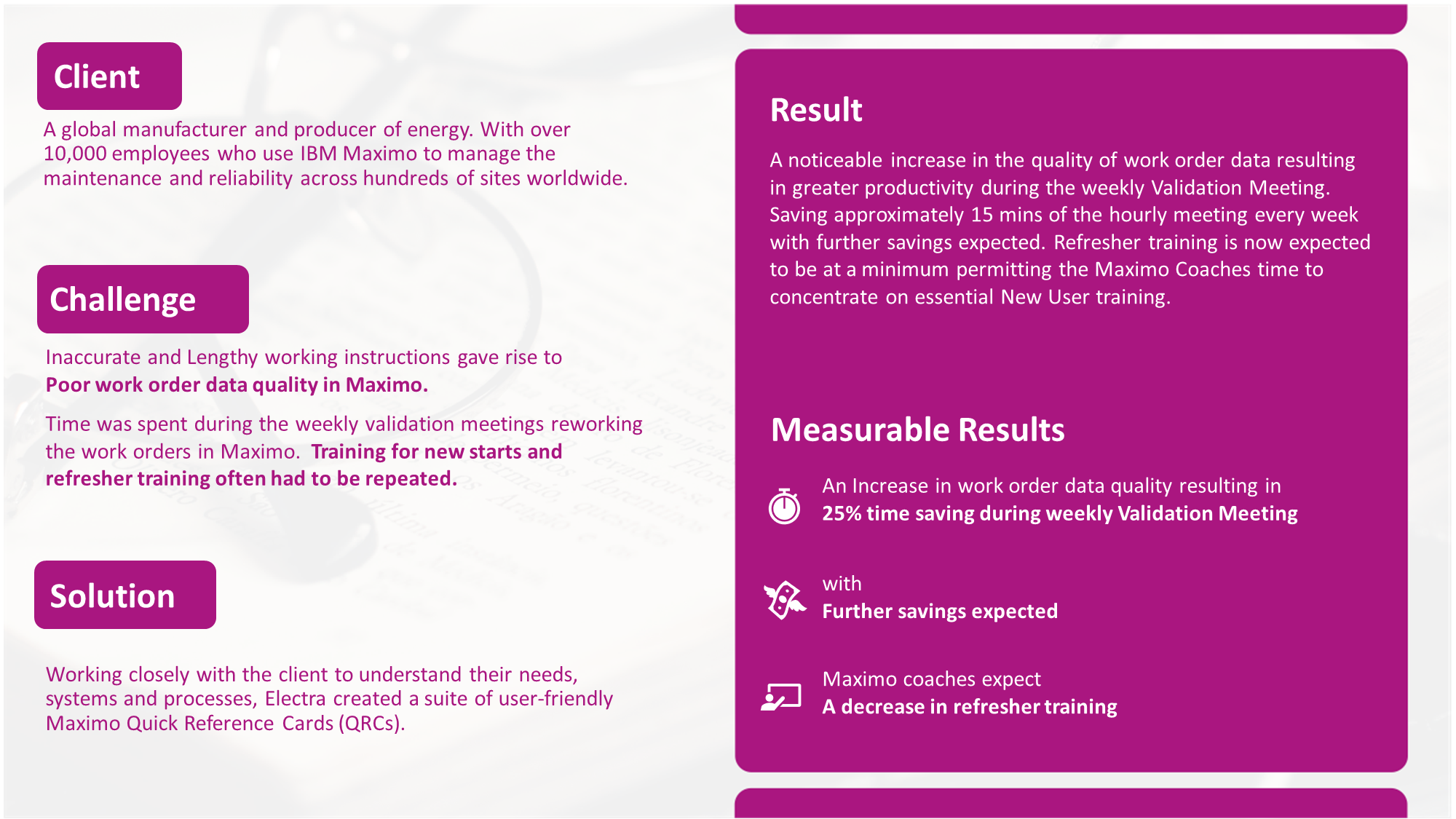 Maximo QRC Case Study